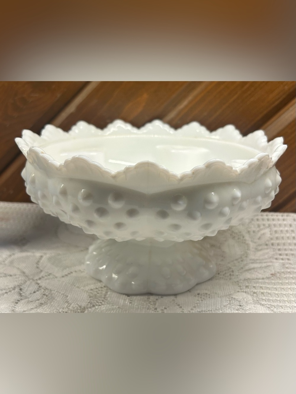 Vintage Fenton Hobnail Milk Glass Creative Candle Bowl - Picture 2 of 7